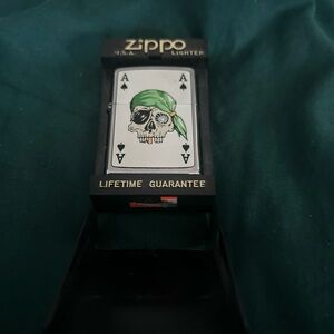 Zippo Skull Playing Card Lighter - Black and Green